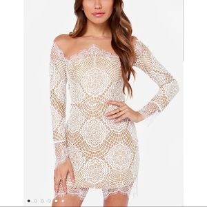 For Love and Lemons White Lace Illusion Dress XS